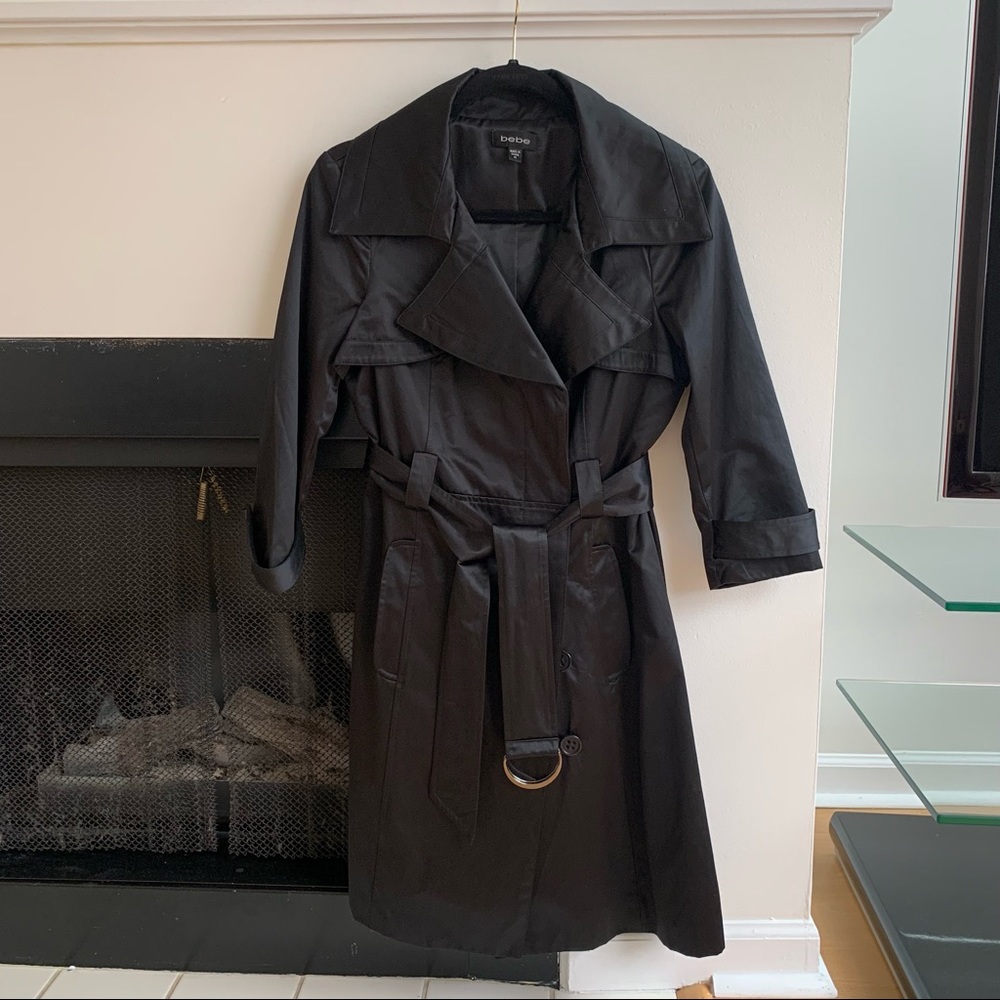 Bebe Satin Trench 3/4 length sleeves